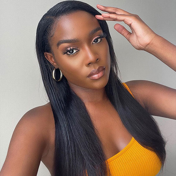 7x5 Lusheng M-Cap Wear Go Wig Straight 7x5 Pre-Bleached Upgraded Tiny Knots Pre-Plucked HD Lace Glueless wig Beginner Friendly