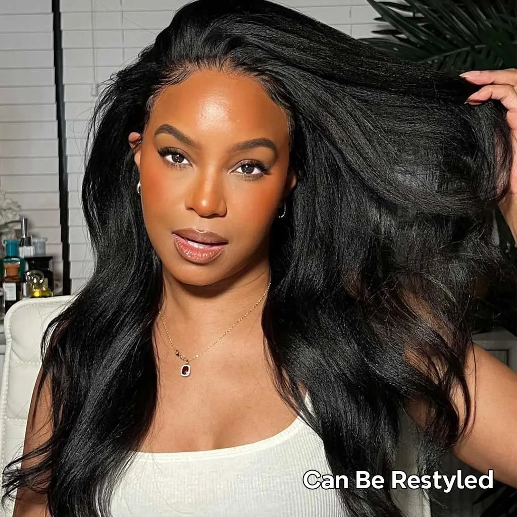 7x5 Lusheng Pre-cut Wear Go Wig Yaki Straight 7x5 Pre-Bleached Upgraded Tiny Knots Pre-Plucked HD Lace Glueless wig Beginner Friendly - Image 3